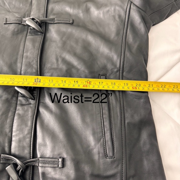 Jaclyn Smith Black Leather Jacket with Faux Fur Hood - Picture 9 of 11